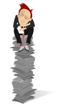 Man and documents isolated Stock Illustration