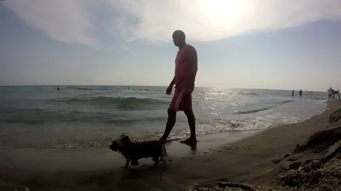 The man and the dog Stockbeeldmateriaal 99465956