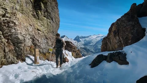 Man and Dog Reaching Summit. Stock Footage 320883970