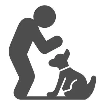 Man and dog solid icon, animal hospital concept, Dog training sign on white 스톡 일러스트