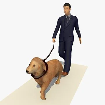 Man and Dog Walking Animation 3D Model