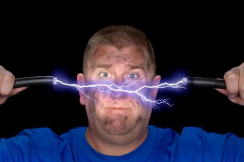 Man and electrical arc Stock Photos