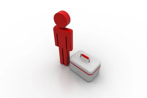 Man and first aid kit Free Stock Illustration