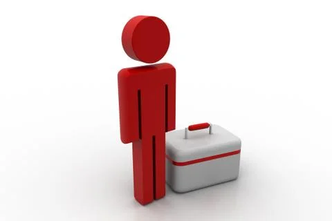 Man and first aid kit Free Stock Illustration