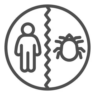 Man and flea divided line icon, pest control concept, insect control and Illustrazione stock