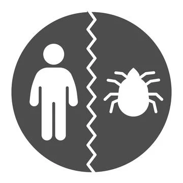 Man and flea divided solid icon, pest control concept, insect control and Stock Illustration