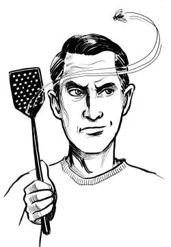Man and fly Stock Illustration