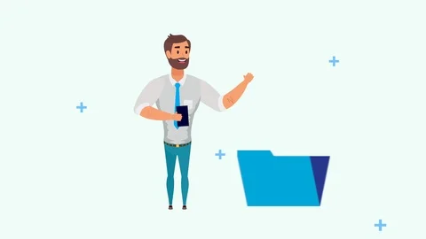 Man and folder with search engine optimization Video stock 124299627