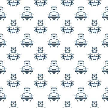 Man and FPV Drone vector concept linear seamless pattern 스톡 일러스트