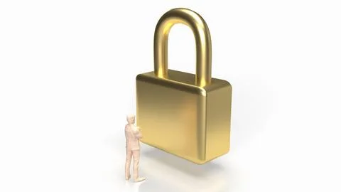 The man and gold master key for business concept 3d rendering Illustrazione stock