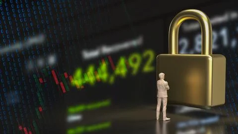 The man and gold master key for business concept 3d rendering イラスト素材