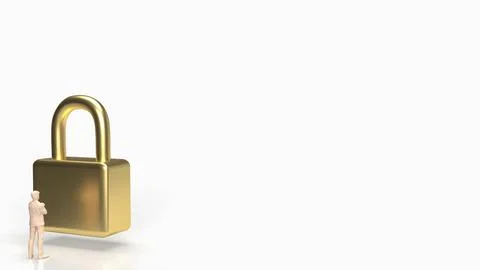 The man and gold master key for business concept 3d rendering Illustrazione stock