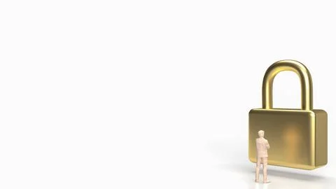 The man and gold master key for business concept 3d rendering Illustrazione stock