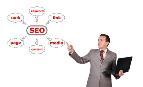 Man and graph seo Stockillustratie