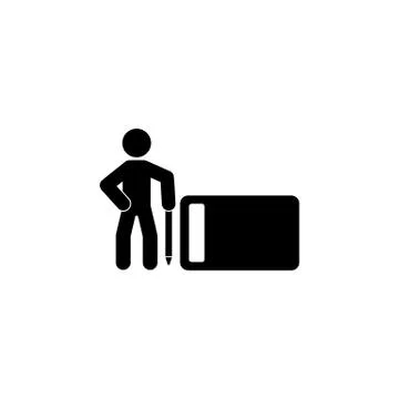 Man and graphics tablet icon. Simple glyph, flat vector of technology with pe Stock Illustration