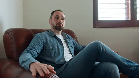 Man And His Boredom On The Couch Stock Footage 275248154