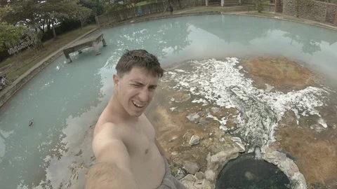 A man And hot spring at Mae Hong Son, Thailand Stock Footage 101237851