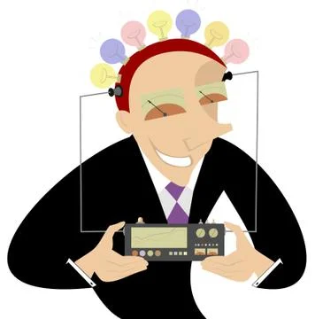Man and ideas maker machine Stock Illustration