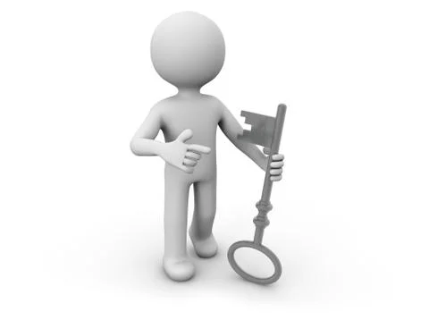 Man and key Stock Illustration