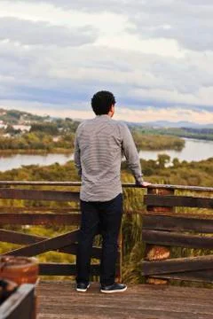 Man and landscape 스톡 사진