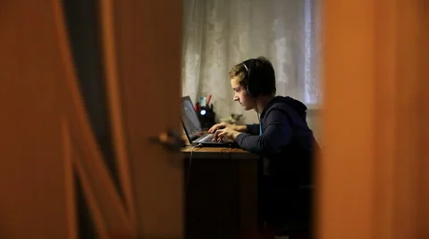 Man and Laptop Stock Footage 45128752