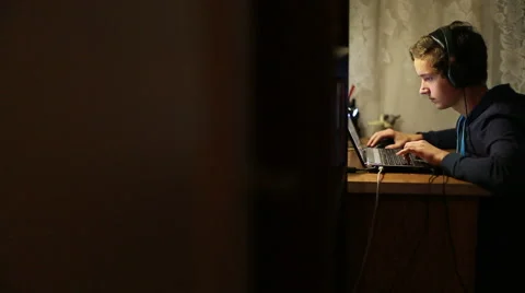 Man and Laptop Stock Footage 45128768