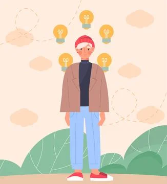 Man and lightbulb Stock Illustration