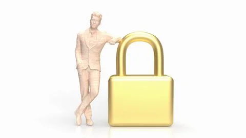 The man and master key for security concept 3d rendering 스톡 일러스트