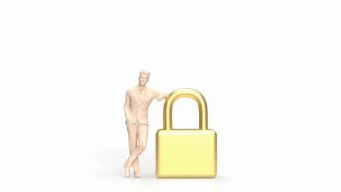 The man and master key for security concept 3d rendering イラスト素材