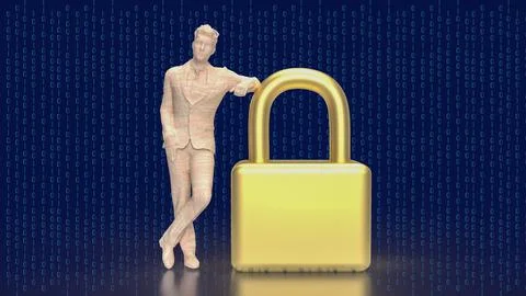 The man and master key for security concept 3d rendering イラスト素材