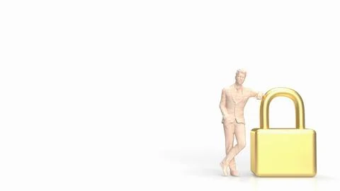 The man and master key for security concept 3d rendering イラスト素材