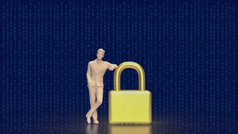 The man and master key for security concept 3d rendering 스톡 일러스트