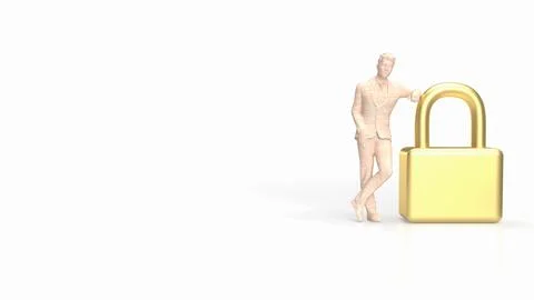 The man and master key for security concept 3d rendering 스톡 일러스트