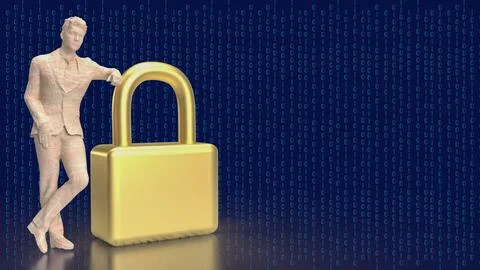 The man and master key for security concept 3d rendering イラスト素材