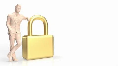 The man and master key for security concept 3d rendering 스톡 일러스트