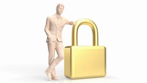 The man and master key for security concept 3d rendering 스톡 일러스트