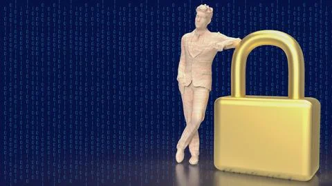 The man and master key for security concept 3d rendering イラスト素材