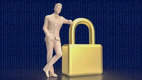 The man and master key for security concept 3d rendering 스톡 일러스트