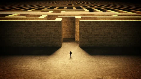 Man and maze Stockbeeldmateriaal 34284582