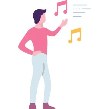 Man and music note vector icon isolated Stock Illustration