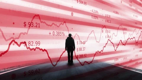Man and negative red business data graphs animation Stock-Footage 337735747