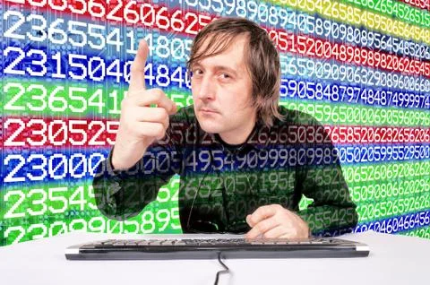 Man and numbers 写真素材