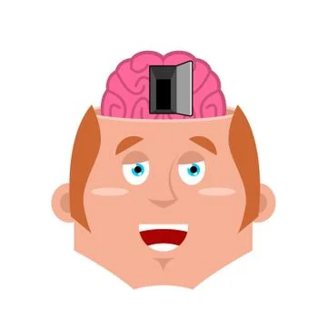Man and open door to brain. Psychology illustration. NLP concept Illustrazione stock