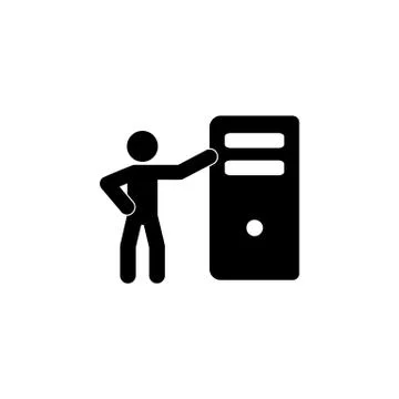 Man and PC icon. Simple glyph, flat vector of technology with people icons fo Stock Illustration