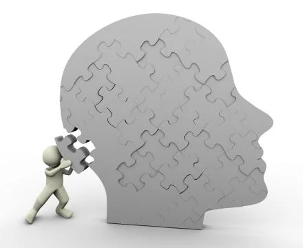 Man and puzzle head Stock Illustration
