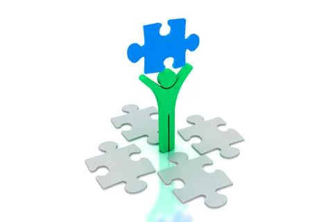Man and puzzle Stock Illustration