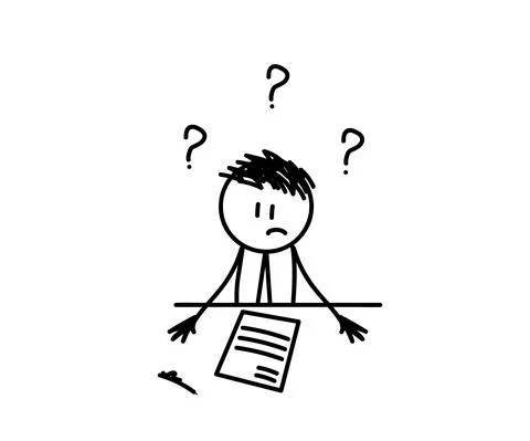 Man and question mark on a white background. Sketch. Stock Illustration