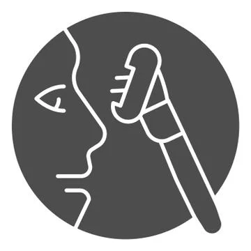 Man and razor solid icon. Boy shaving vector illustration isolated on white Stock Illustration