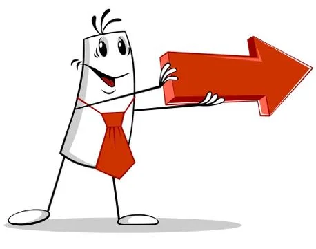 Man and red arrow. Stock Illustration