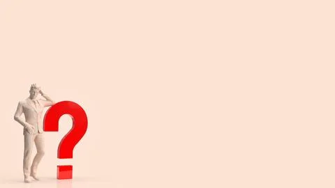 The man and red question mark 3d rendering 스톡 일러스트